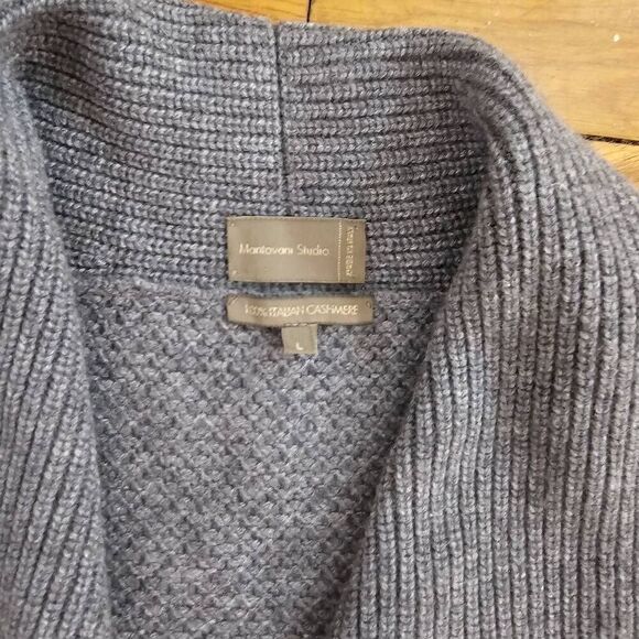 Mantovani Studio Sweater Womens Large Gray Cashmere Cardigan Duster - Picture 5 of 7